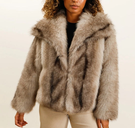 Faux Fur Effect Coat – Elegance & Warmth