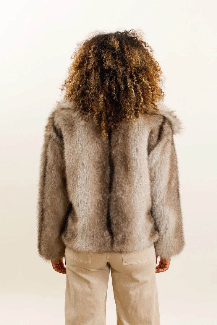 Faux Fur Effect Coat – Elegance & Warmth