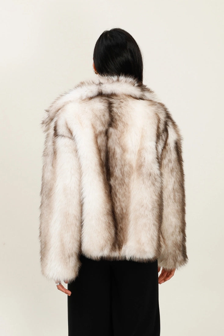 Faux Fur Effect Coat – Elegance & Warmth