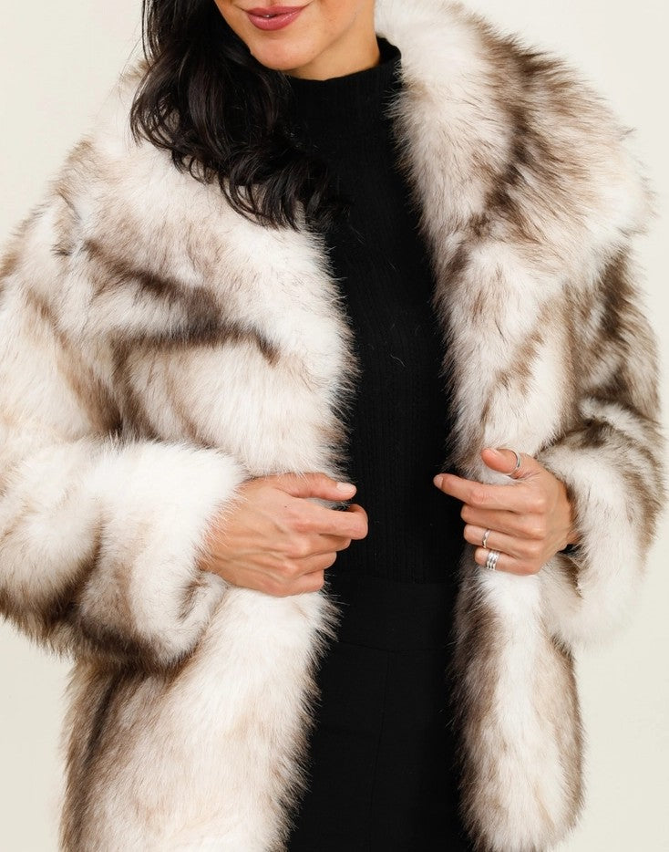 Faux Fur Effect Coat – Elegance & Warmth