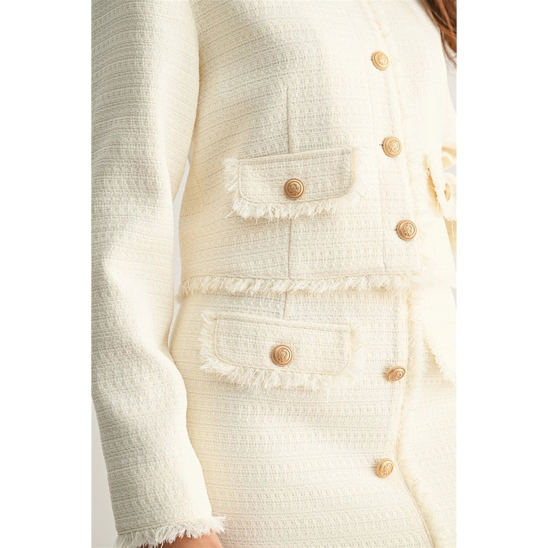 Textured Cream Tweed Set - Blazer Only